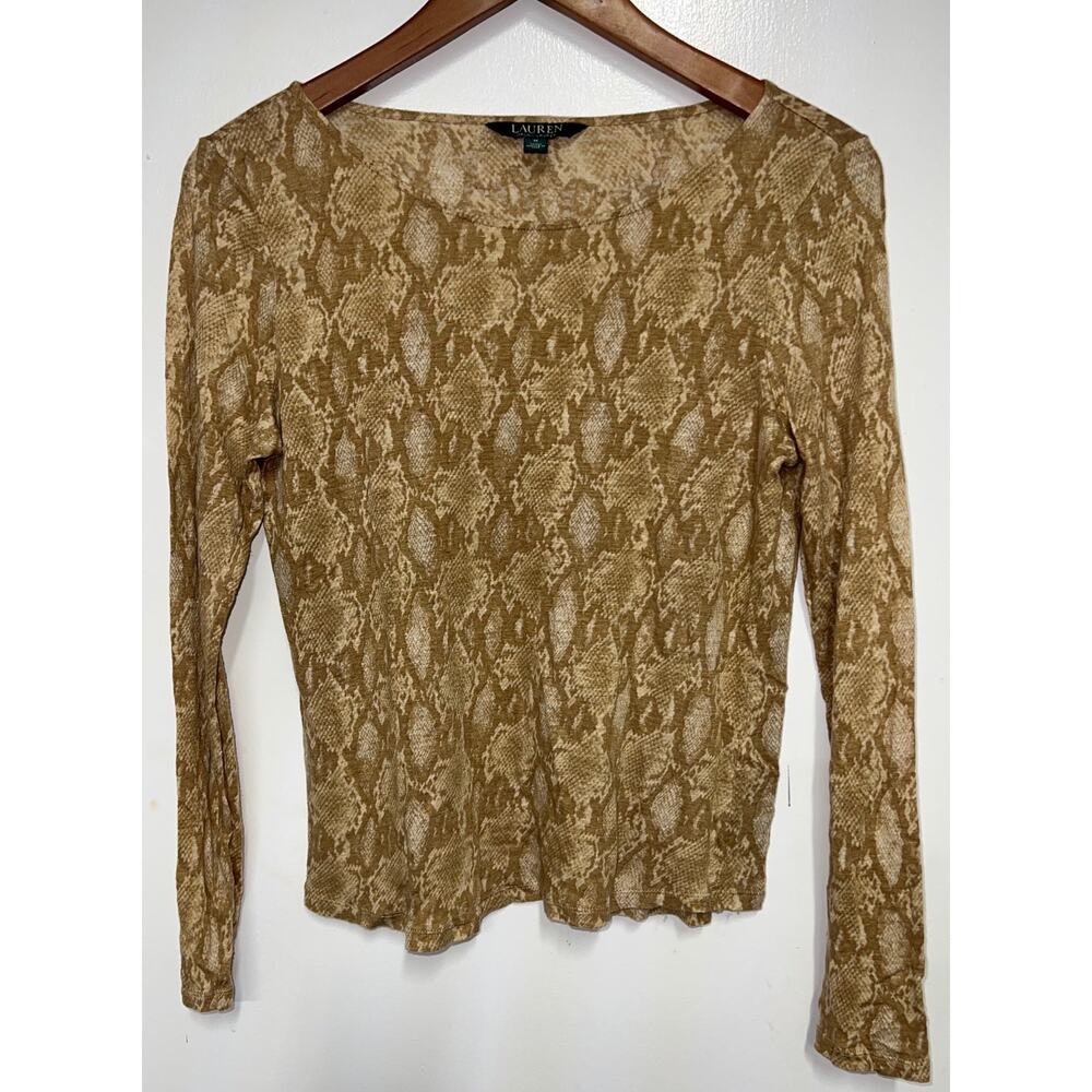 Lauren Ralph Lauren 100% Linen Shirt Snakeskin Print M